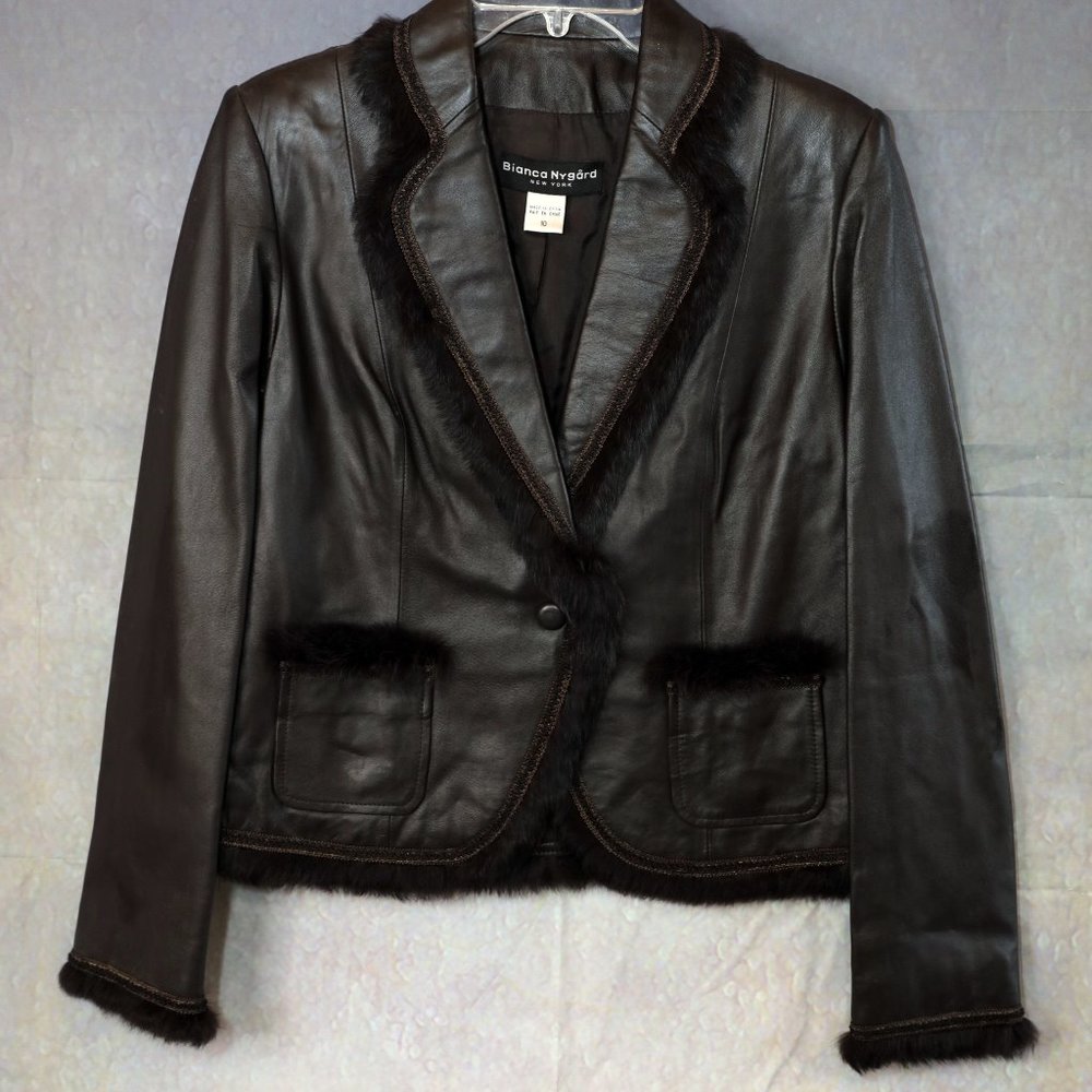 BIANCA NYGARD Genuine Leather Dk. Brown Blazer